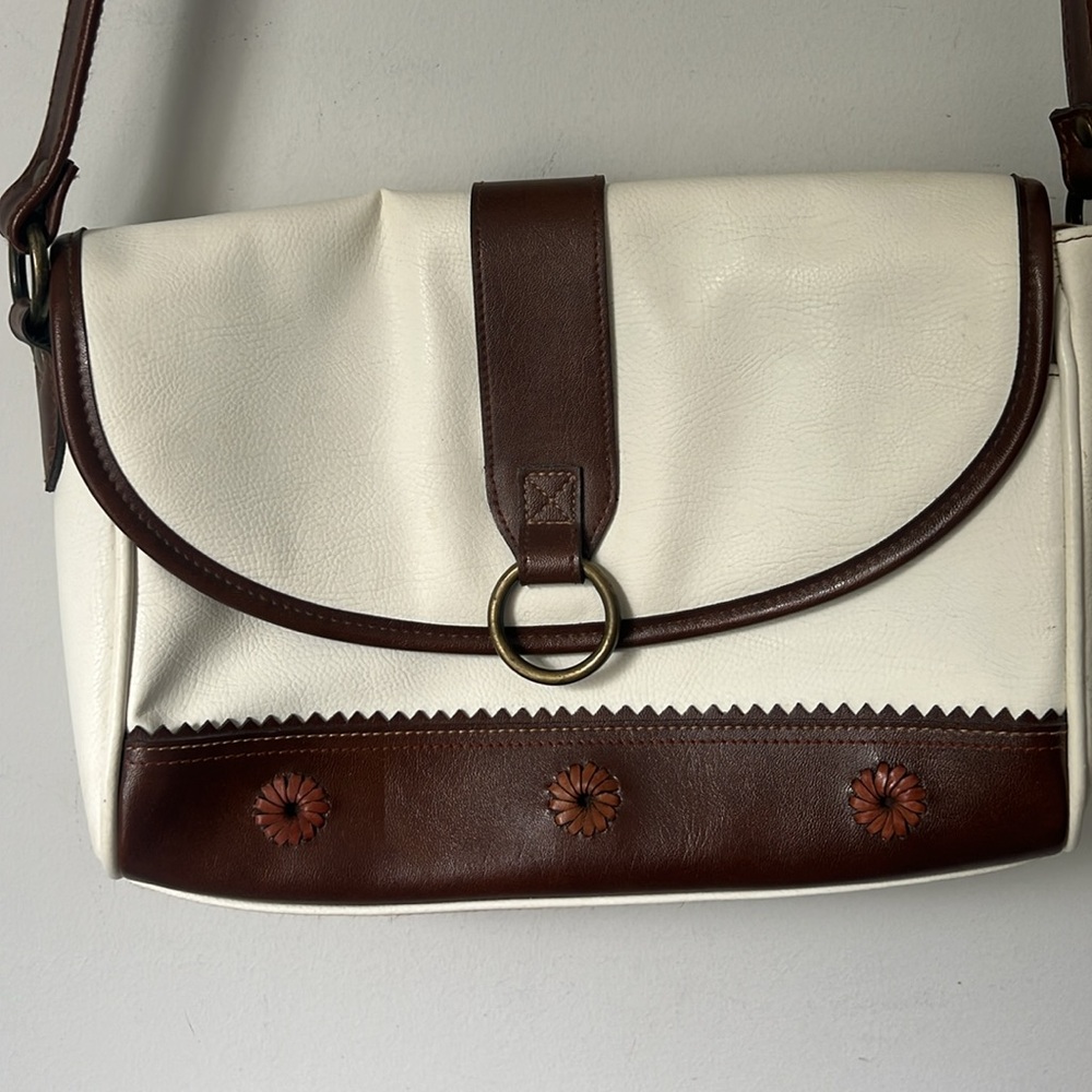 Vtg 90s Liz Claiborne Brown and White Women’s Crossbody Purse 🔴 - Picture 2 of 9